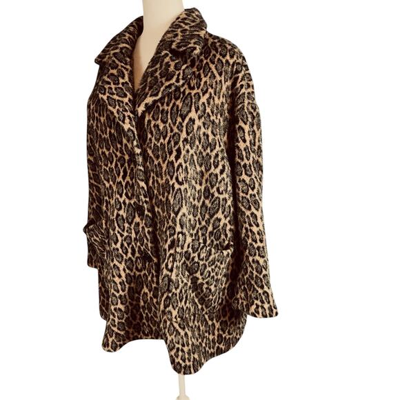 Avec Les Filles Anthropologie Faux Fur Leopard Print swing Coat Button Front 2X - Picture 5 of 8